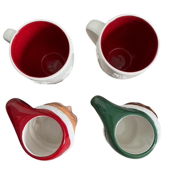 Pottery Barn Retired Christmas Mugs - Set of 4 - Snowflakes & Elves - Picture 5 of 6